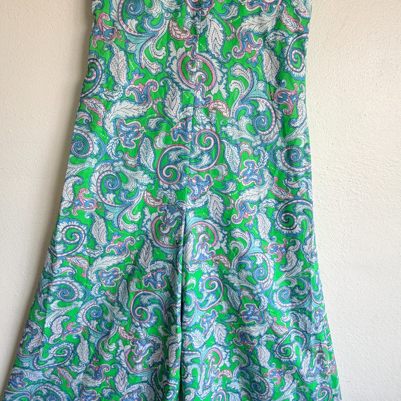 Vintage 60s Psychedelic Paisley Palazzo Jumpsuit Hostess Maxi Romper S