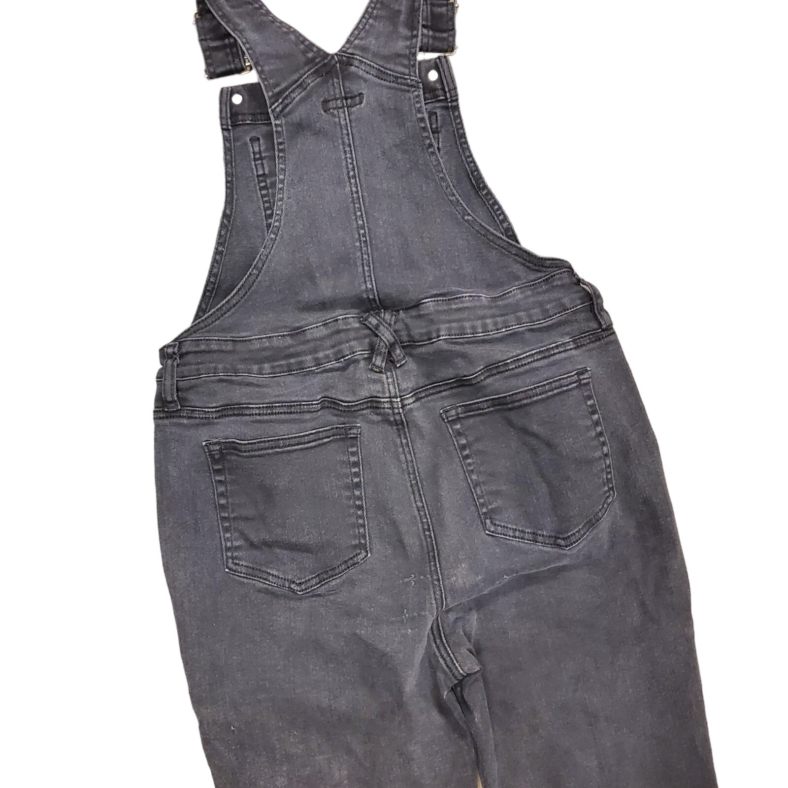 HOT TOPIC Overalls Womens Medium Black Denim Jeans Casual Pockets Buttons Grunge