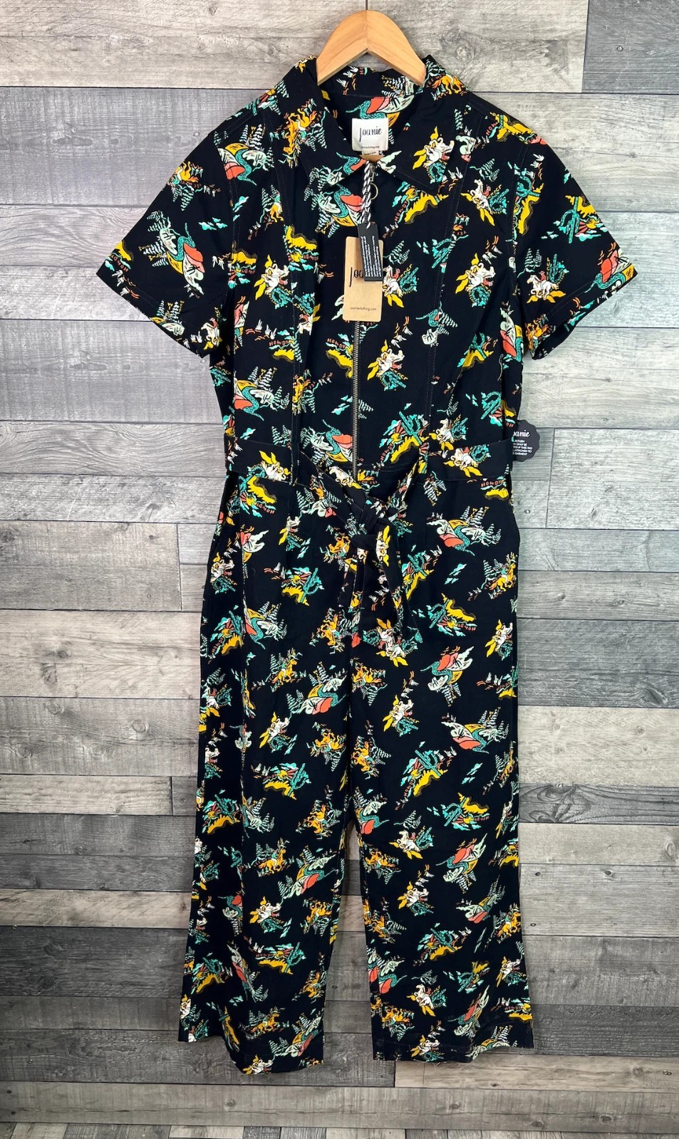Joanie Mork Cowgirl Short Sleeve Boilersuit Size UK 18 Black Cowboy Jumpsuit