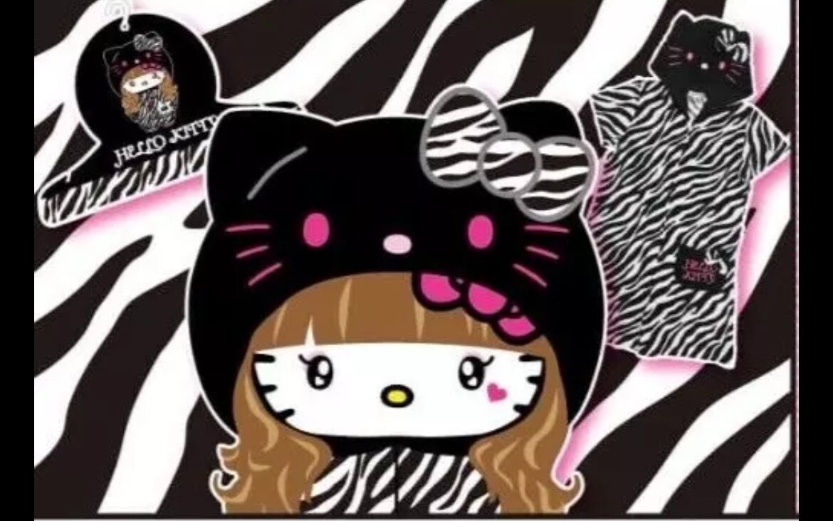 Sanrio Hello Kitty Zebra Print Pile Combinezon with Cute hanger From Japan