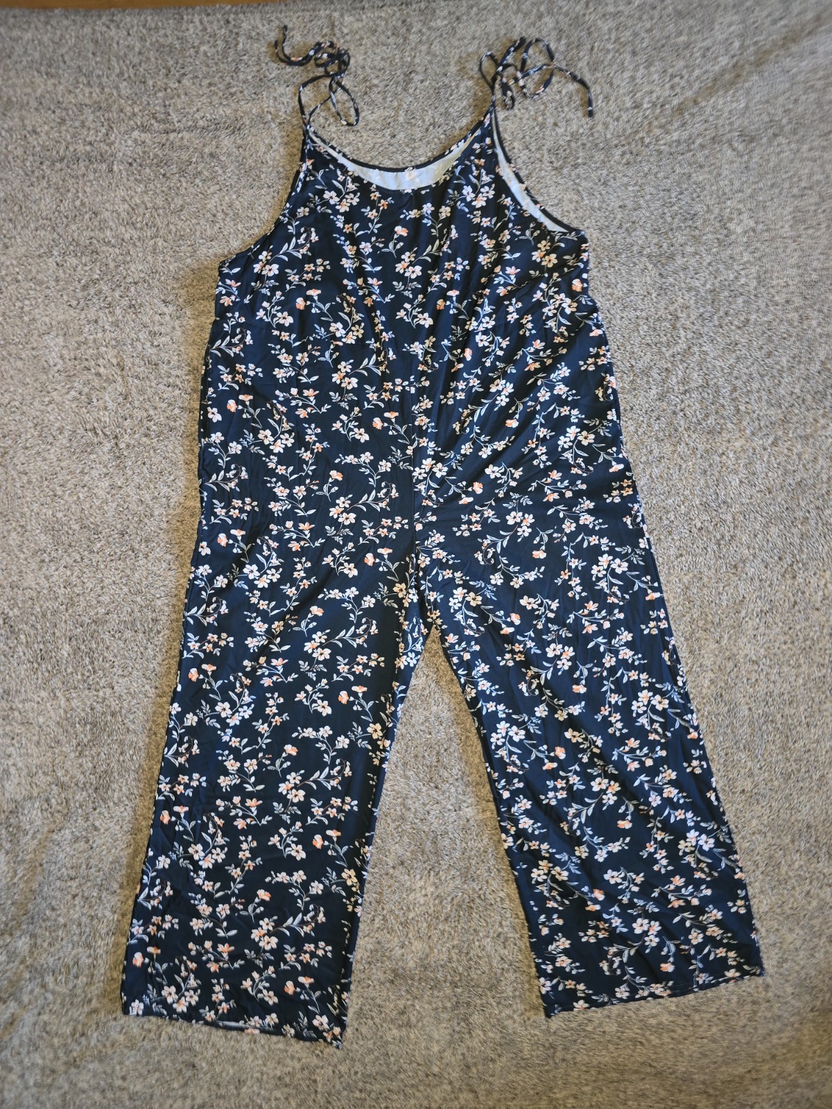 SHEIN Curve Jumpsuit with Adjustable Tie Straps Jumper Lightweight 1X Plus