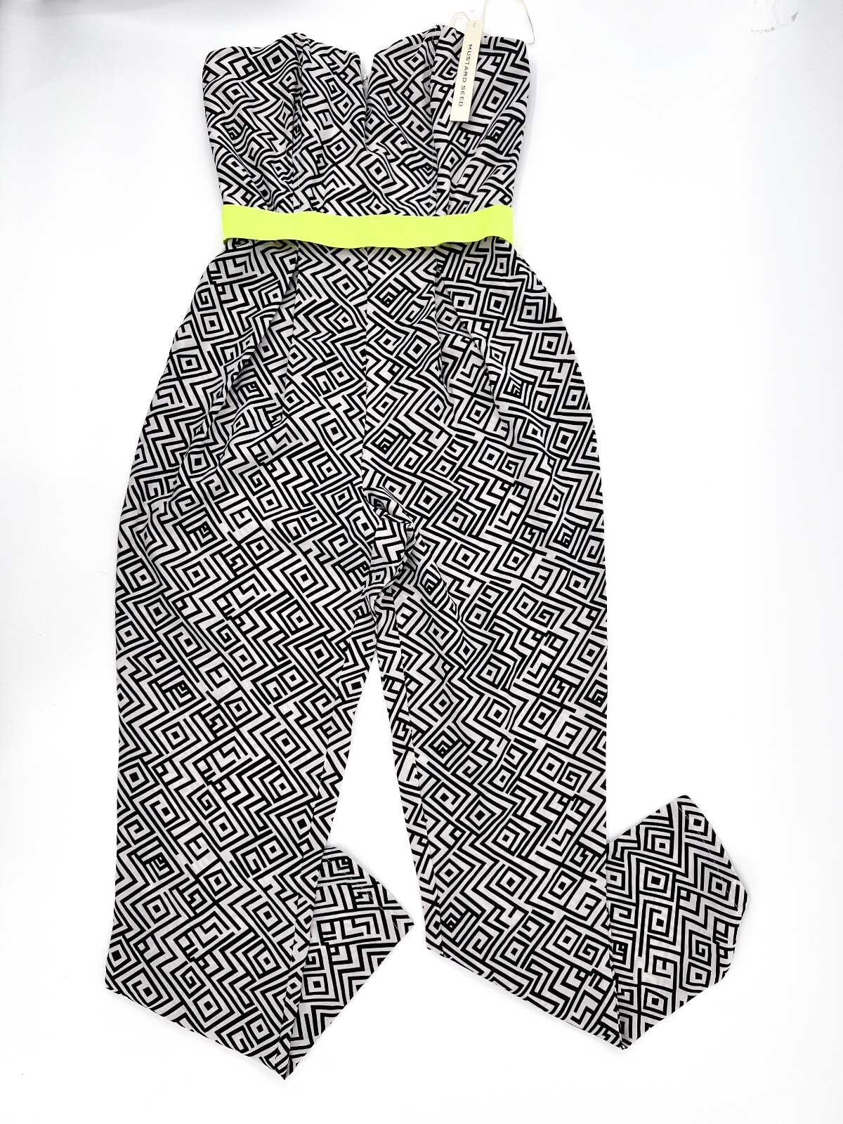 NEW Mustard Seed Jumpsuit Womens Small Jumper Black White Straight leg belted