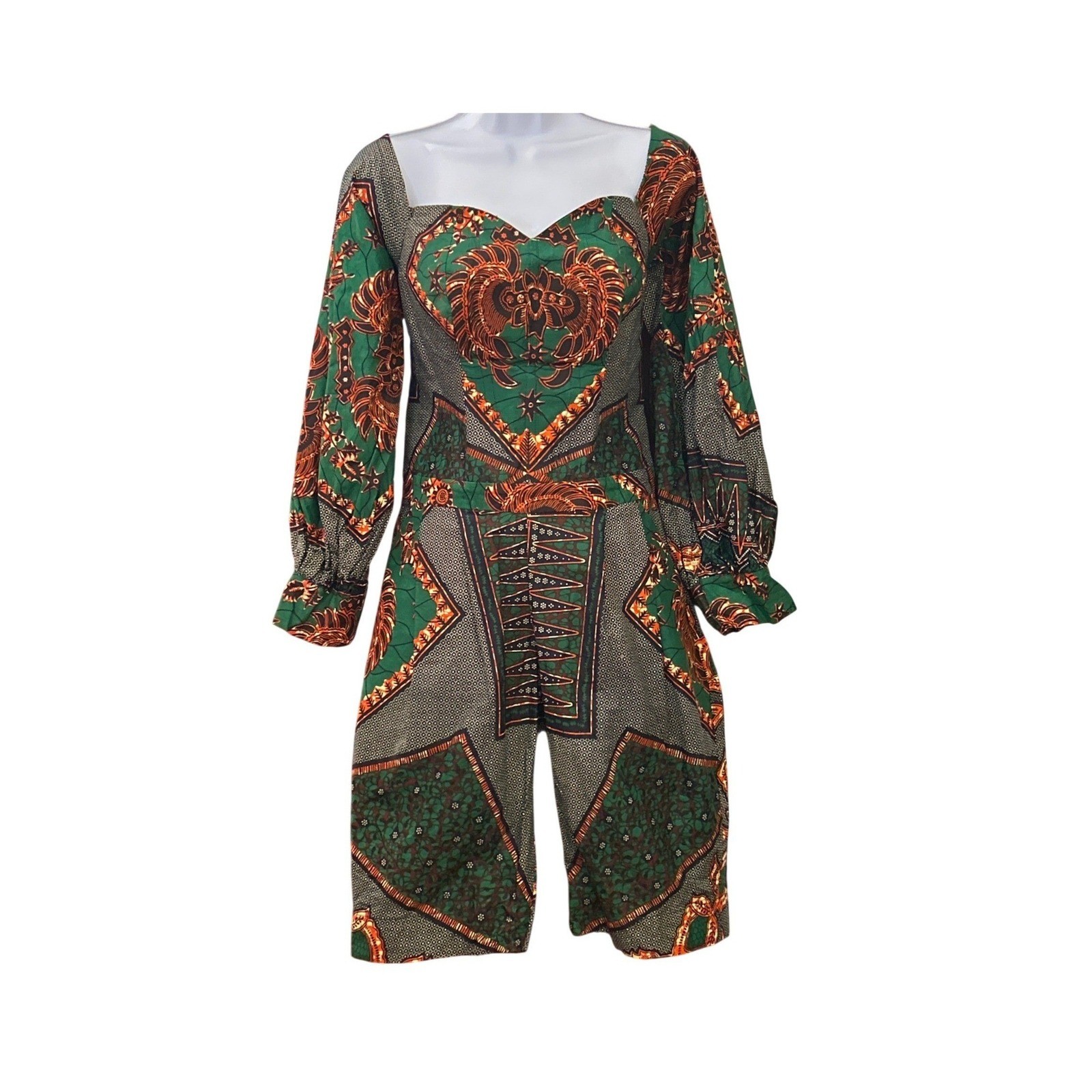 Vintage 70s Handmade Psychedelic Romper Mod Boned Bodice Print Statement Romper