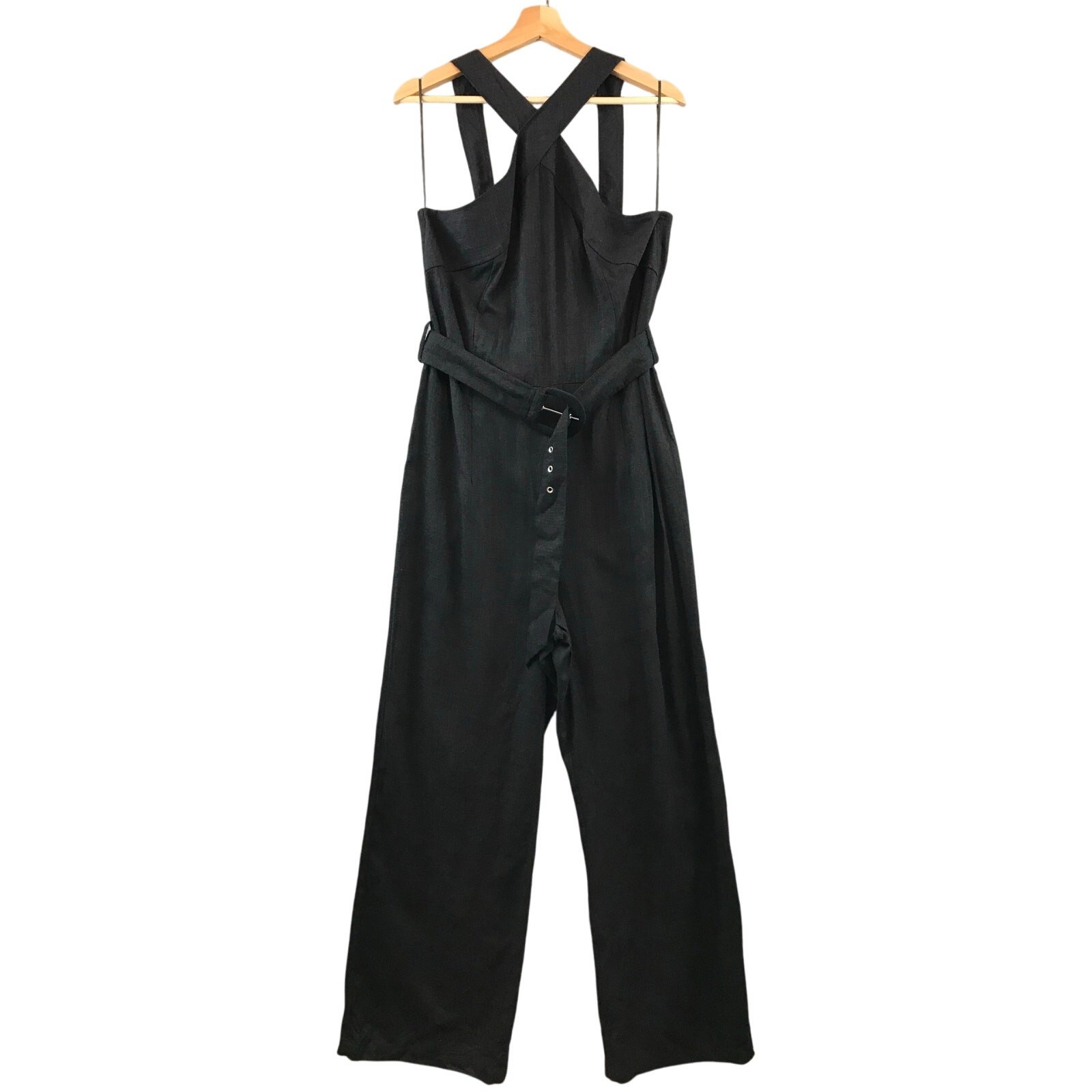New Mango Halter-neck jumpsuit with belt linen size L