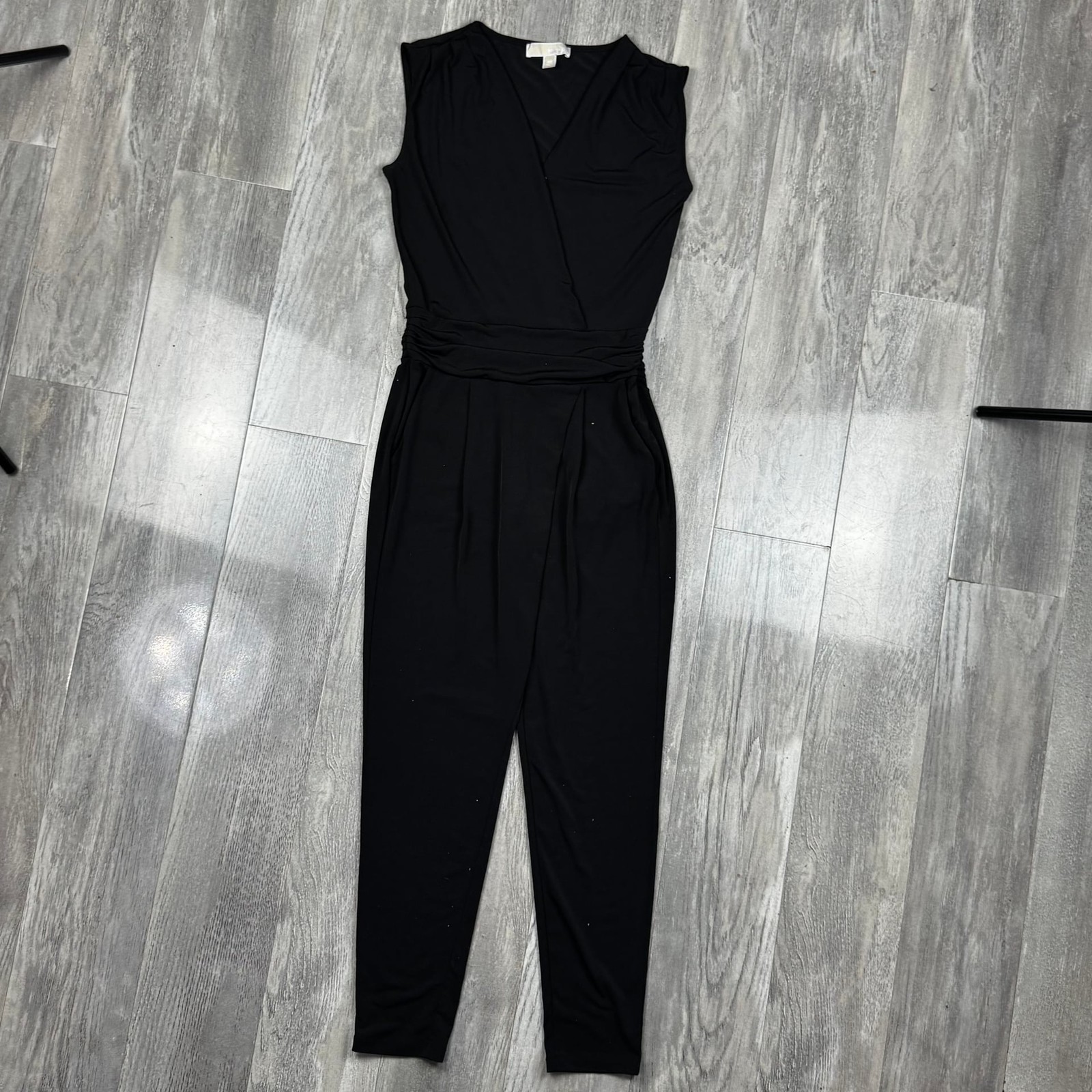 Michael Kors Michael Sleeveless Surplice Jumpsuit, Black, Size S
