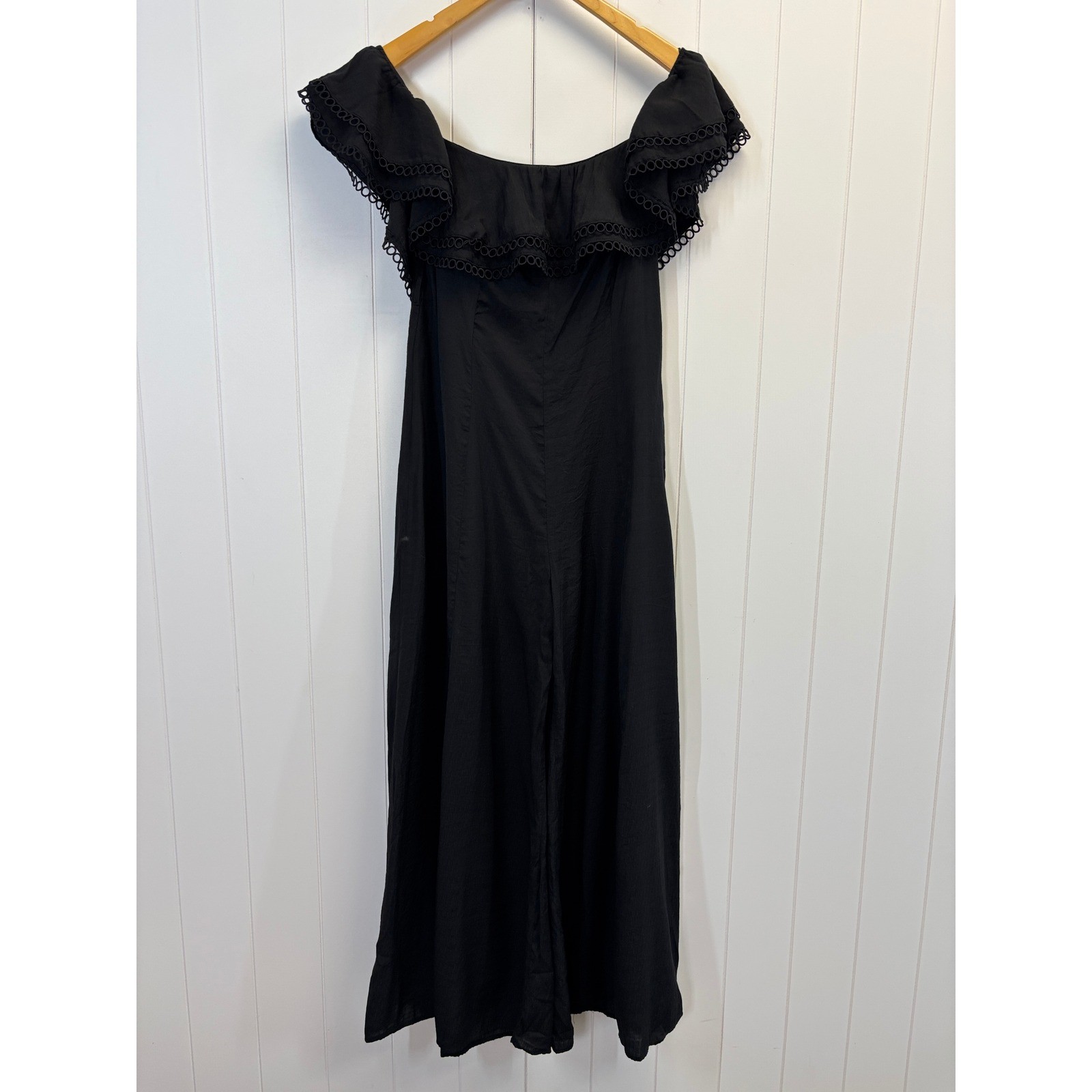 Mable Boho Wide Leg Cold Shoulder Jumpsuit Women Size L Romantic Cottage Chic
