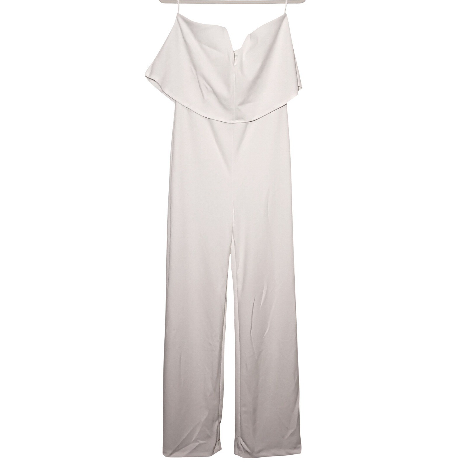 NWT Lulus Power of Love White Strapless Wide Leg Jumpsuit Size L Formal Bridal