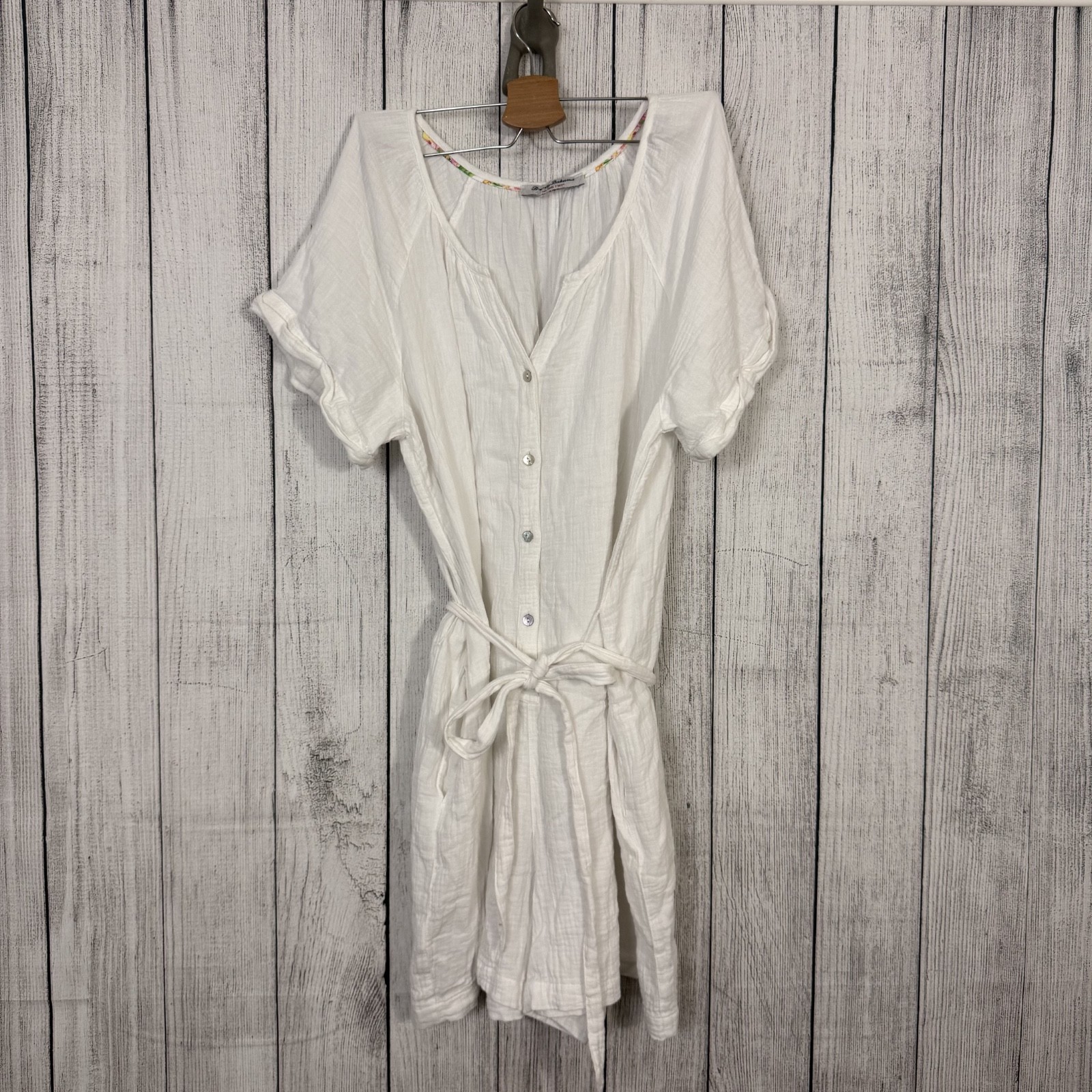 Tommy Bahama Coral Isle Women’s XL White 100% Cotton Belt Pockets Romper