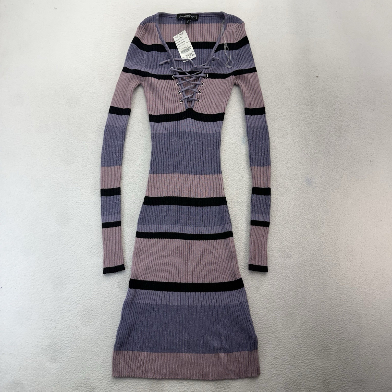 derek heart Striped Sweater Dress V-Neck Jumpsuit Medium