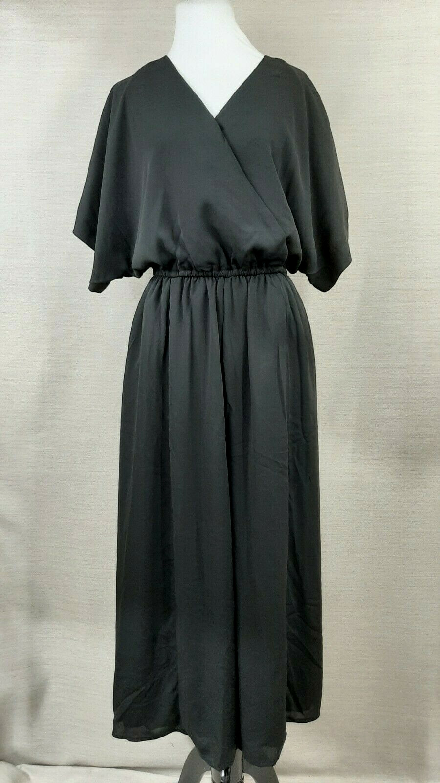 Modcloth Arrive and Thrive Wide-Leg Jumpsuit Black XS Pockets Tie Back $89 NWT
