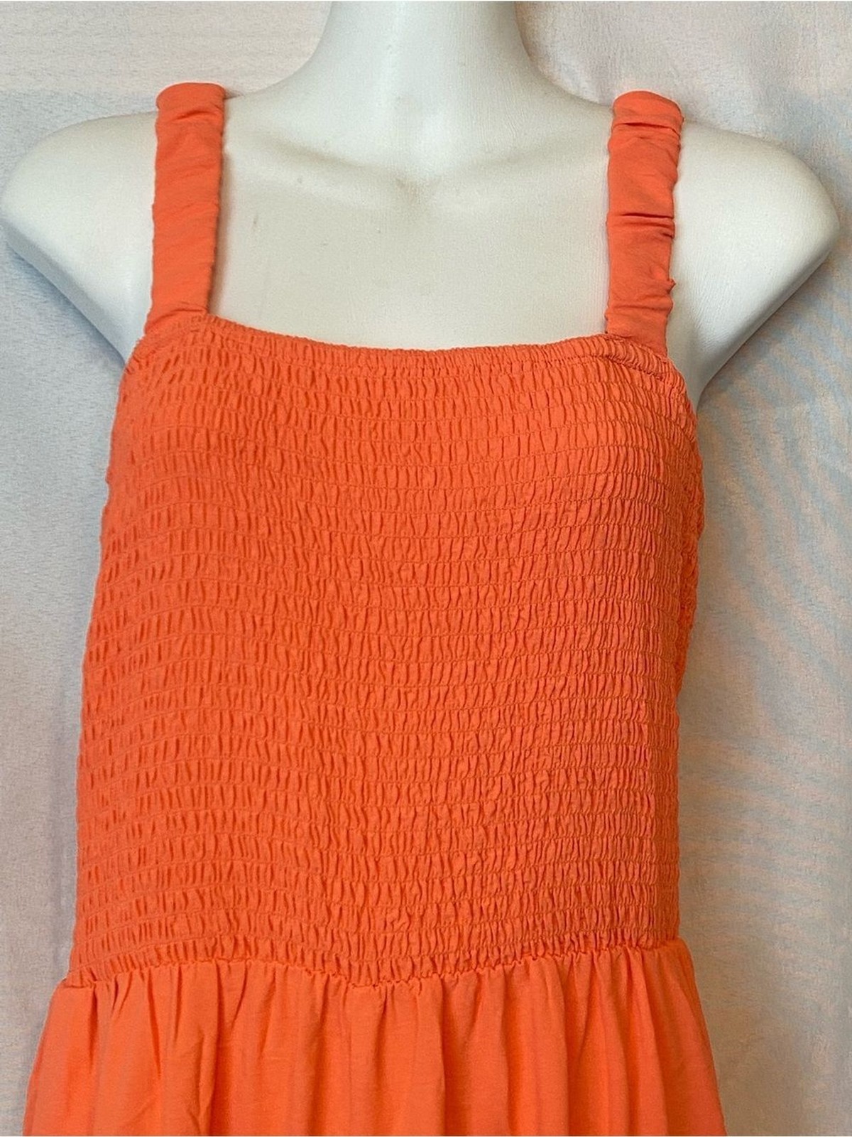 NWOT Amazon Coral Orange Smocked Top Wide Leg Jumpsuit Romper with Side Pockets