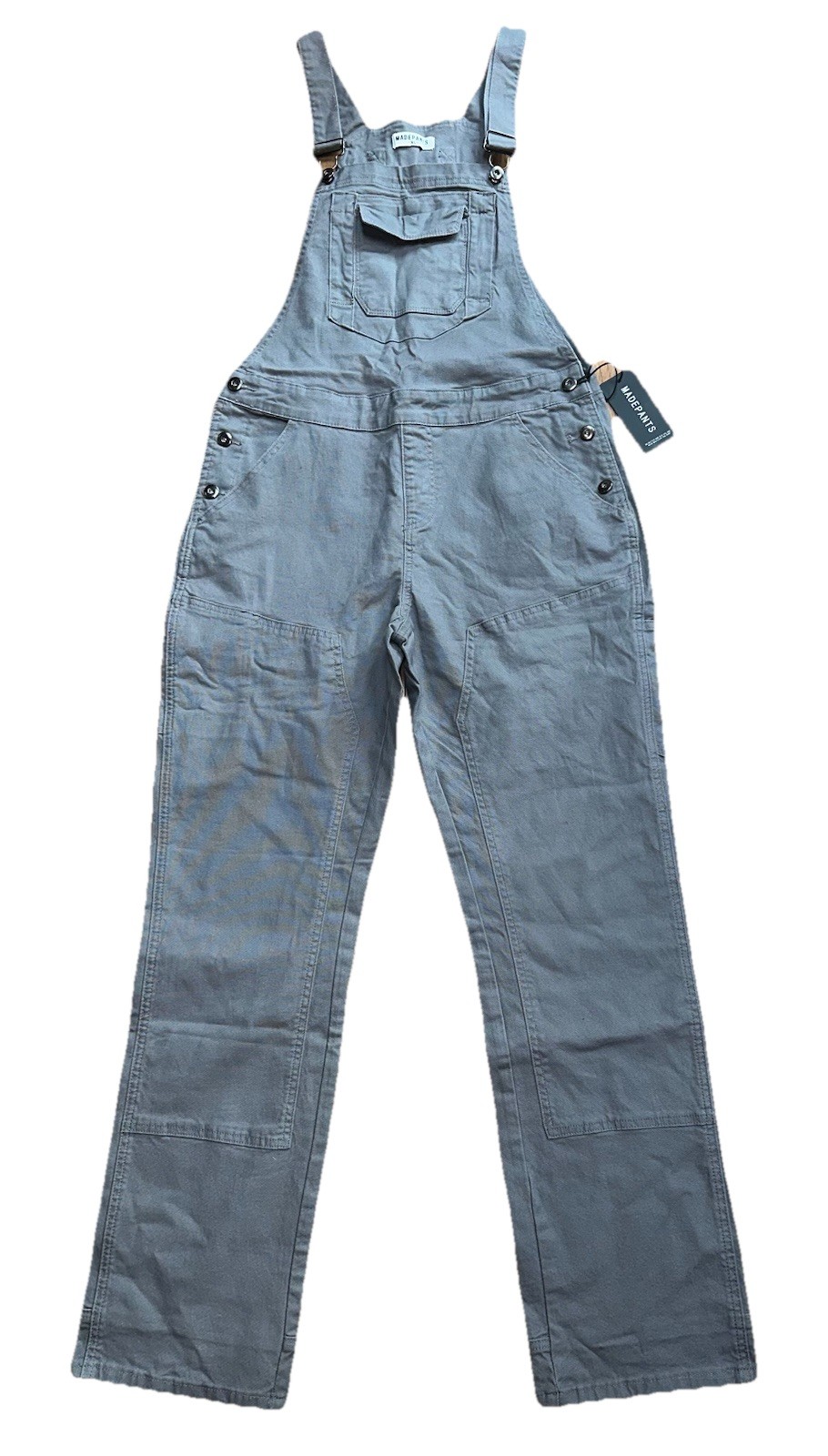 NWT MADEPANTS Canvas Work Bib Overalls Duck Dungarees Gray Size XL NEW