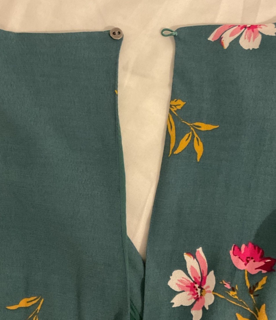 Abercrombie & Fitch green floral long sleeve jumpsuit Boho Whimsy Fairy SZ XS