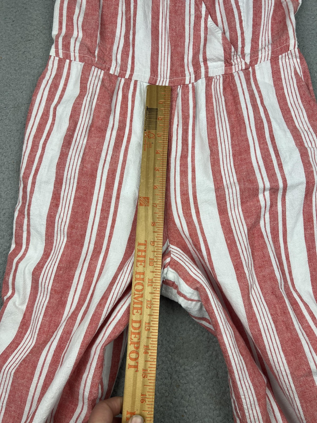 Old Navy Jumpsuit Womens Small Red White Stripe Linen Blend V Neck Wide Leg