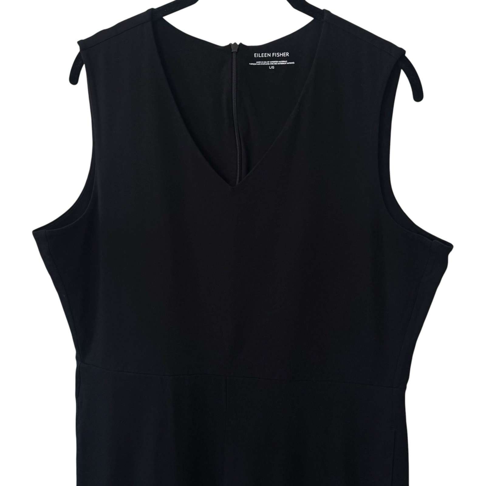 Eileen Fisher Stretch Jersey Knit Wide Leg V-Neck Jumpsuit Capsule Minimalist L