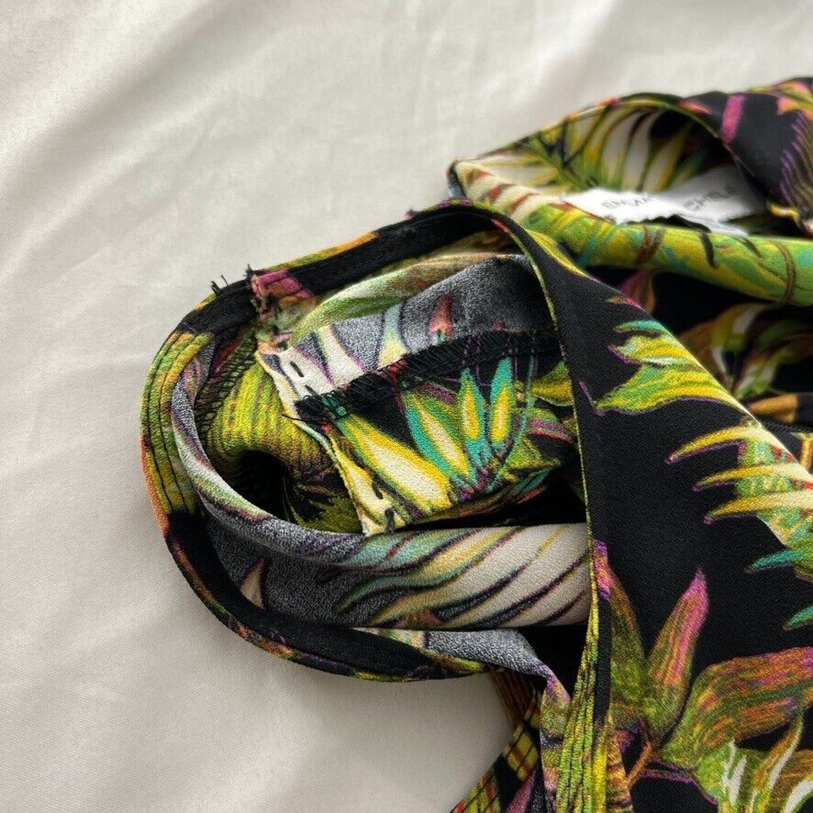Emma & Michele Vacation Tropical Palm Leaf Sleeveless Jumpsuit 10 Green Black
