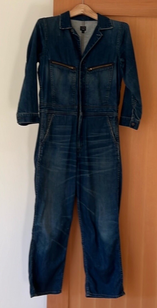Citizens of Humanity Jean Jumpsuit Straight Leg Cropped Zip Front Size Small
